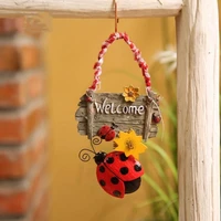 home supplies welcome sign cartoon style sunflower decor vibrant color ladybug spring door wreath for backyard