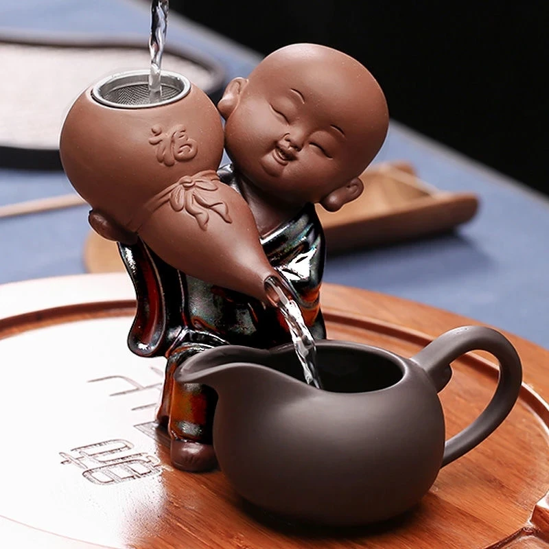 

Креативный маленький монах, фиолетовый песок, чай, утечка, аксессуары для чайного набора, керамический фильтр для чая, сетка для ленивого ча...