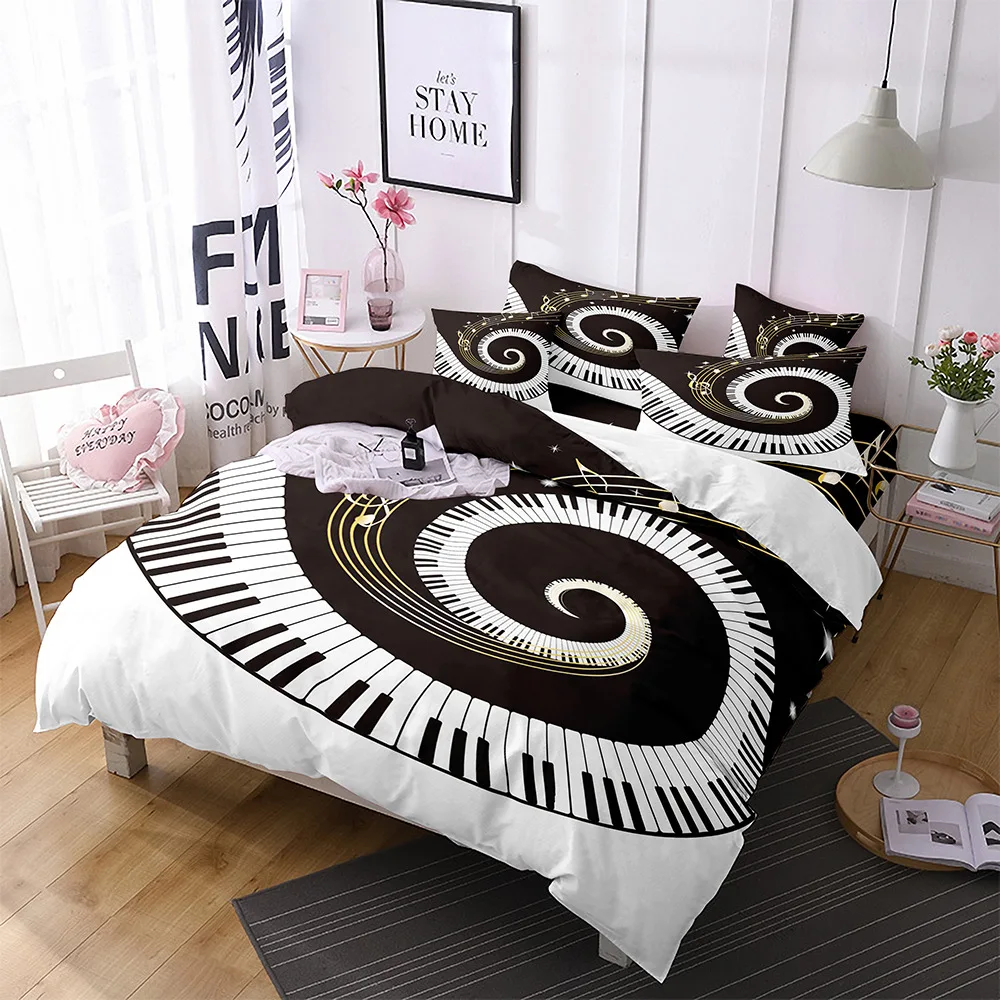 

Theme Polyester Duvet Cover Set 3D Guitar Piano Bedding Set King Queen Twin Full Size for Kids Boys Girls Room Decoration