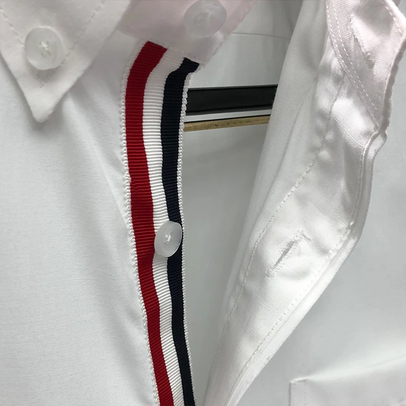 TB THOM Men's Business Shirts Spring Pure Color Classic Button Stripes Shirt Korean Fashion Brand  Casual Simple Women Blouse