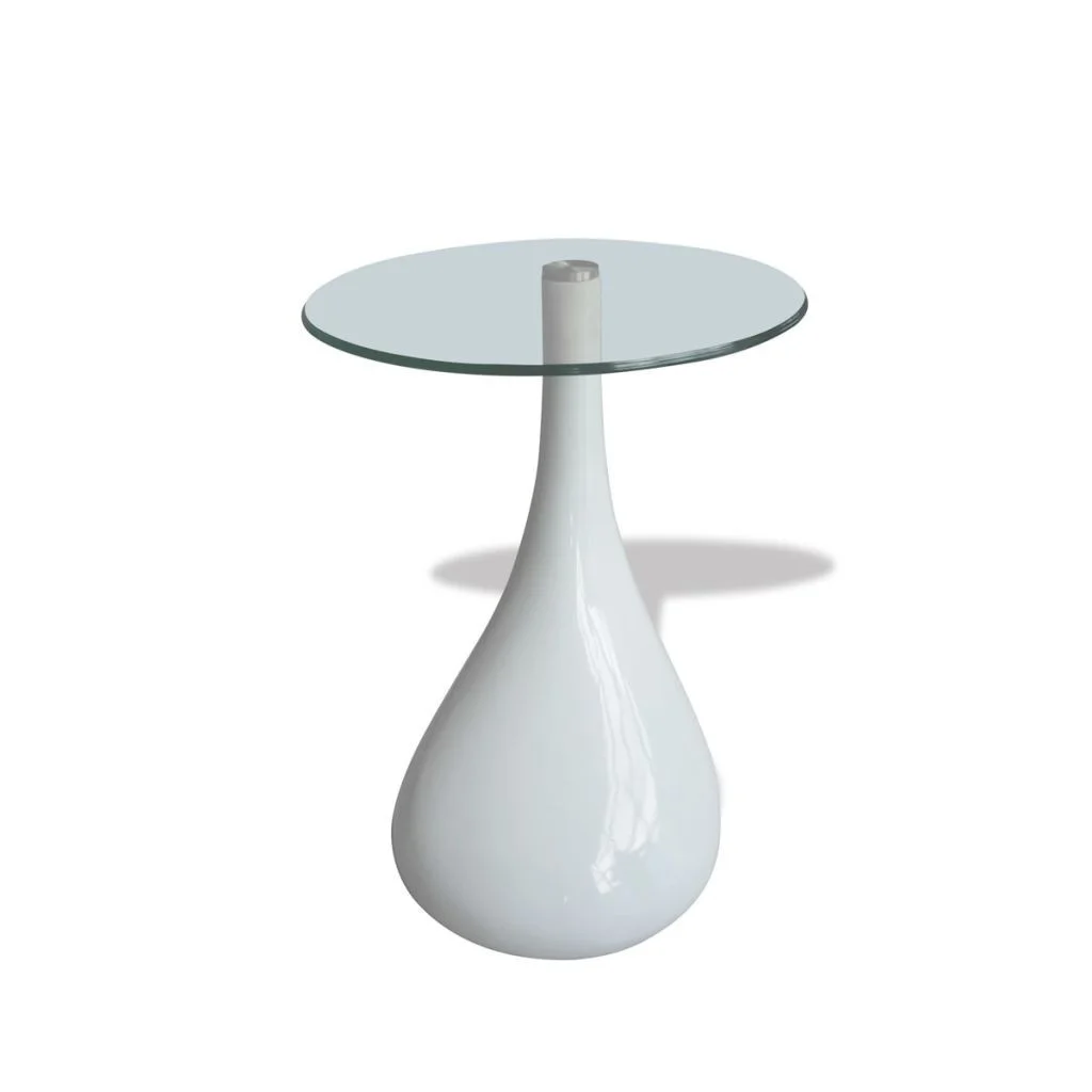 

Coffee Table with Round Glass Top High Gloss White