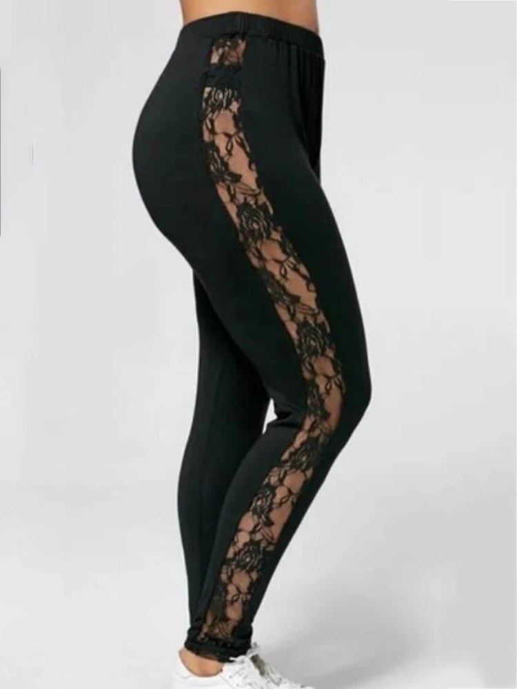 Women High Waist Sport Leggins Side Lace Gym Training Leggings Elastic Yoga Pants Sexy Fitness Joggings Black Running Femme