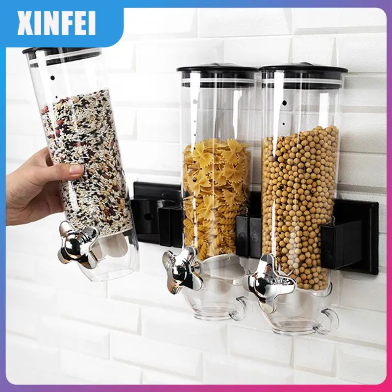 

Round Grain Dispenser Cereal Storage Double Tube Oatmeal Distributor Airtight Container Food Storage Kitchen Storage Container