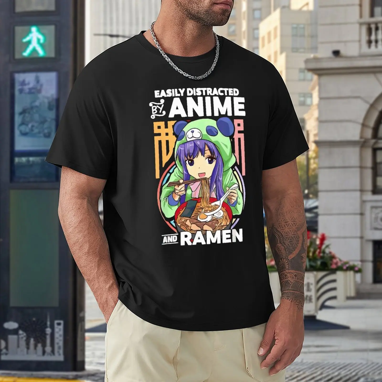 

Easily Distracted By Anime And Ramen Bowl Panda Teen Girls T Shirts Men Shirt Fashion Clothes Graphics Sweatshirt 100% Cotton T