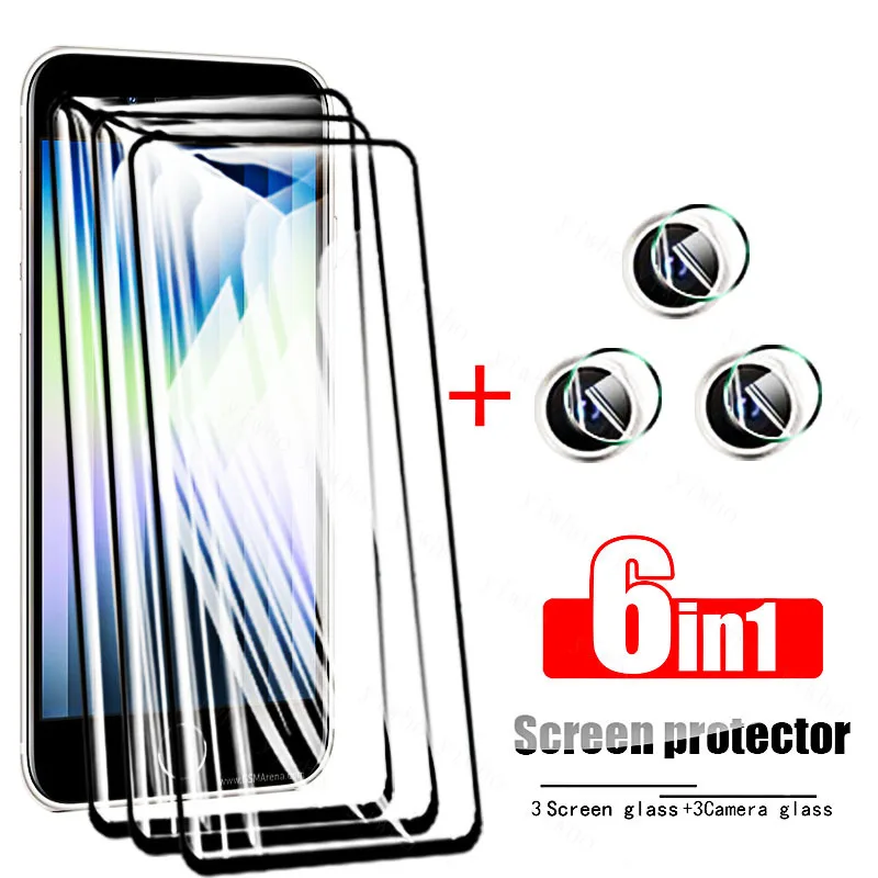 

Защитное стекло с полным покрытием для IPhone Se 2022 11 12 13 Pro Max, Защита экрана для IPhone X XR Xs Max 12 13 Mini, пленка для объектива