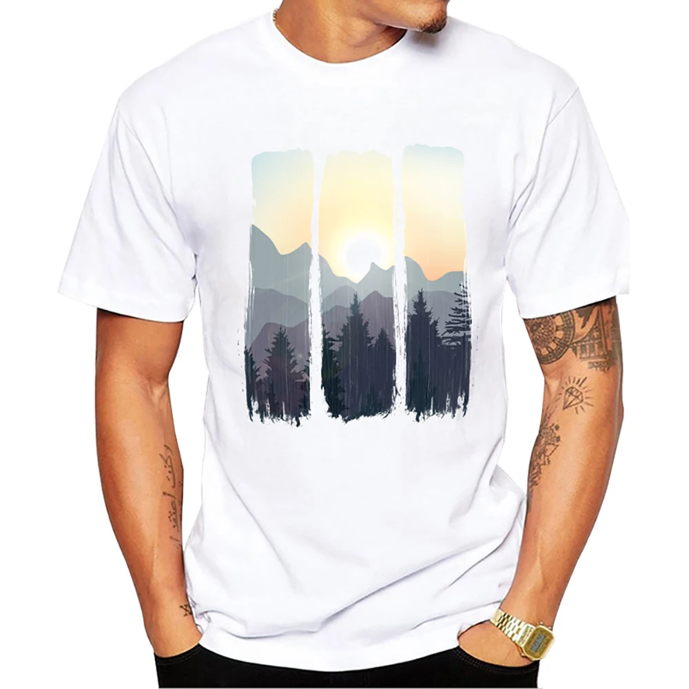 

Новинка 2022, Мужская футболка с абстрактным драгоценным дизайном, с рисунком природы и заката