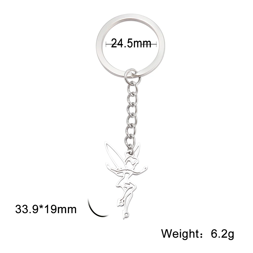 COOLTIME Cartoon Flying Fairy Angel Girl Women's Keychain Stainless Steel Jewelry Key Car Ring Holder Gift Party Birthday 2023 images - 6