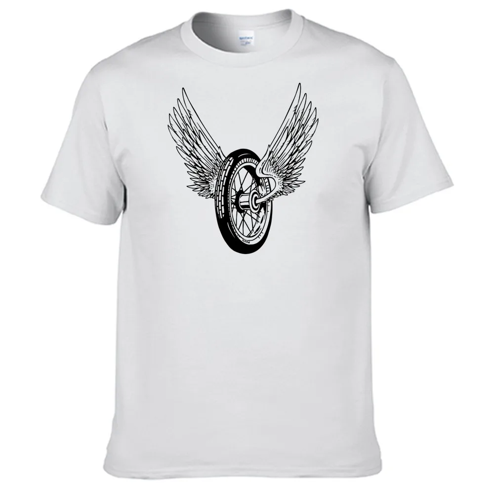 

2022 New Winged Motorcycle Wheels Men Women Summer 100% Cotton Black Tees Male Newest Top Popular Normal Tee Shirts Unisex