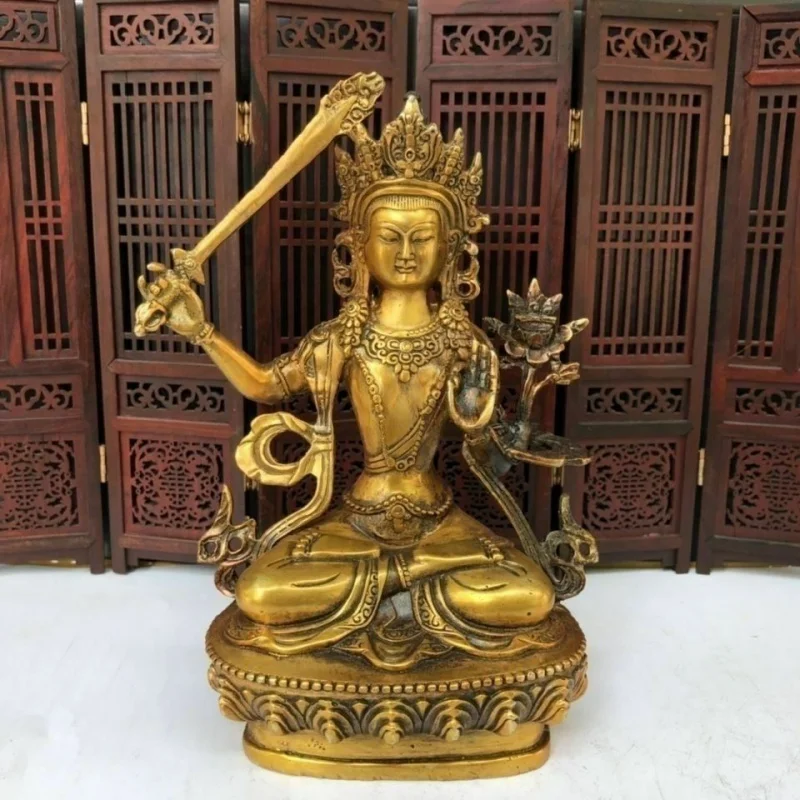 Buddhism Gilt Buddha Manjushri Bodhisattva Bronze Statue Tara