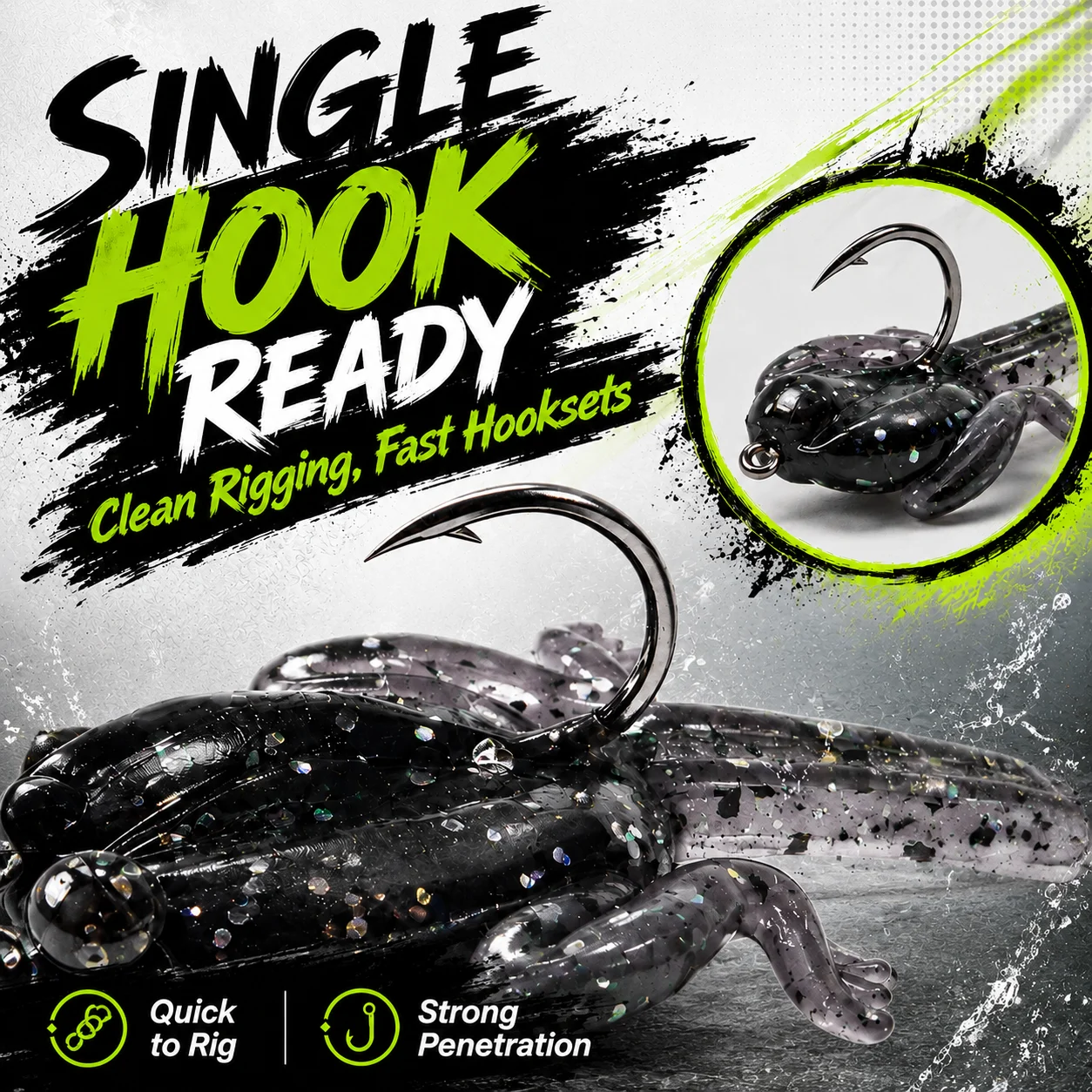 Фото ZUKIBO 5 шт. плавающие приманки-лягушки Topwater Tadpole Frog, мягкие незацепляющиеся приманки для ловли баса, мандаринового окуня, минноу. №2