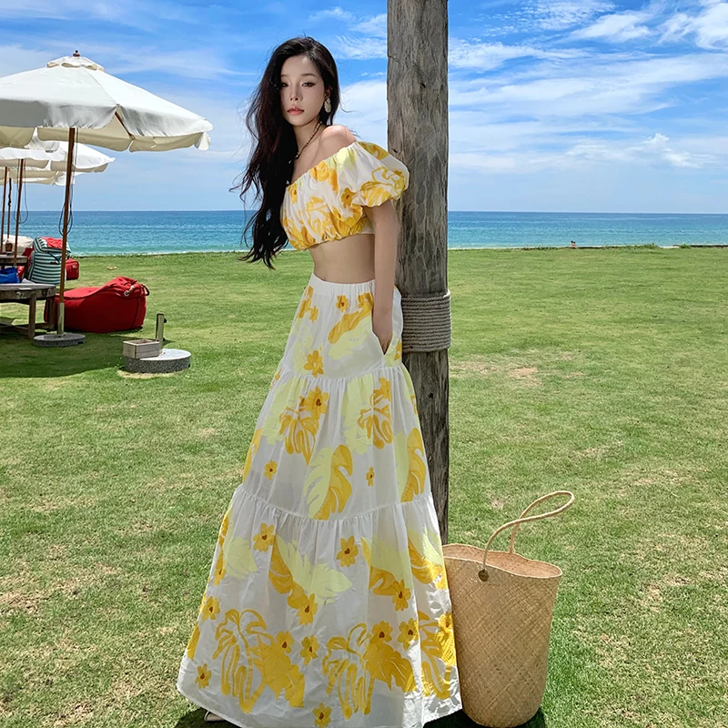 Женский пляжный комплект из 2 предметов новый топ с открытыми плечами и цветочной