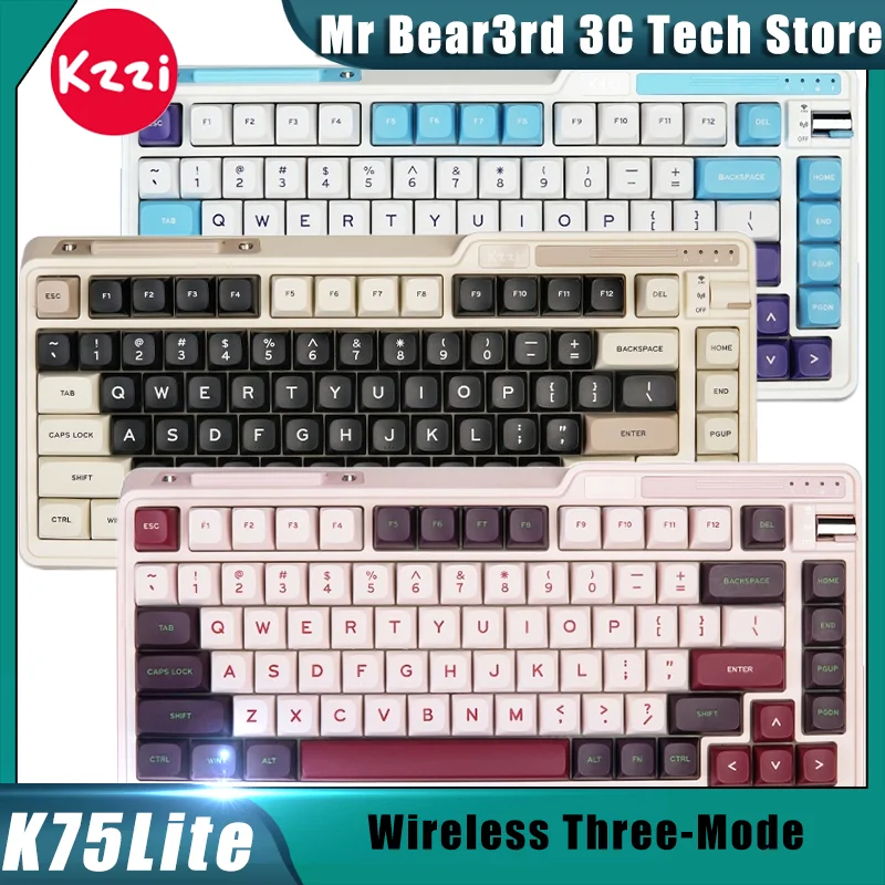 Беспроводная механическая клавиатура Kzzi K75 Lite три режима Bluetooth 2 4g проводная