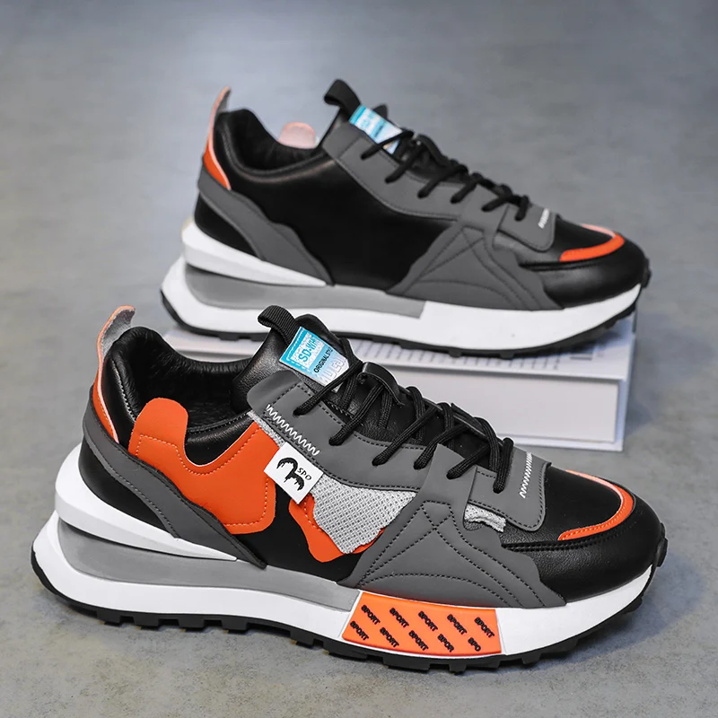 Мужские кроссовки в новом стиле повседневная кожаная уличная спортивная обувь