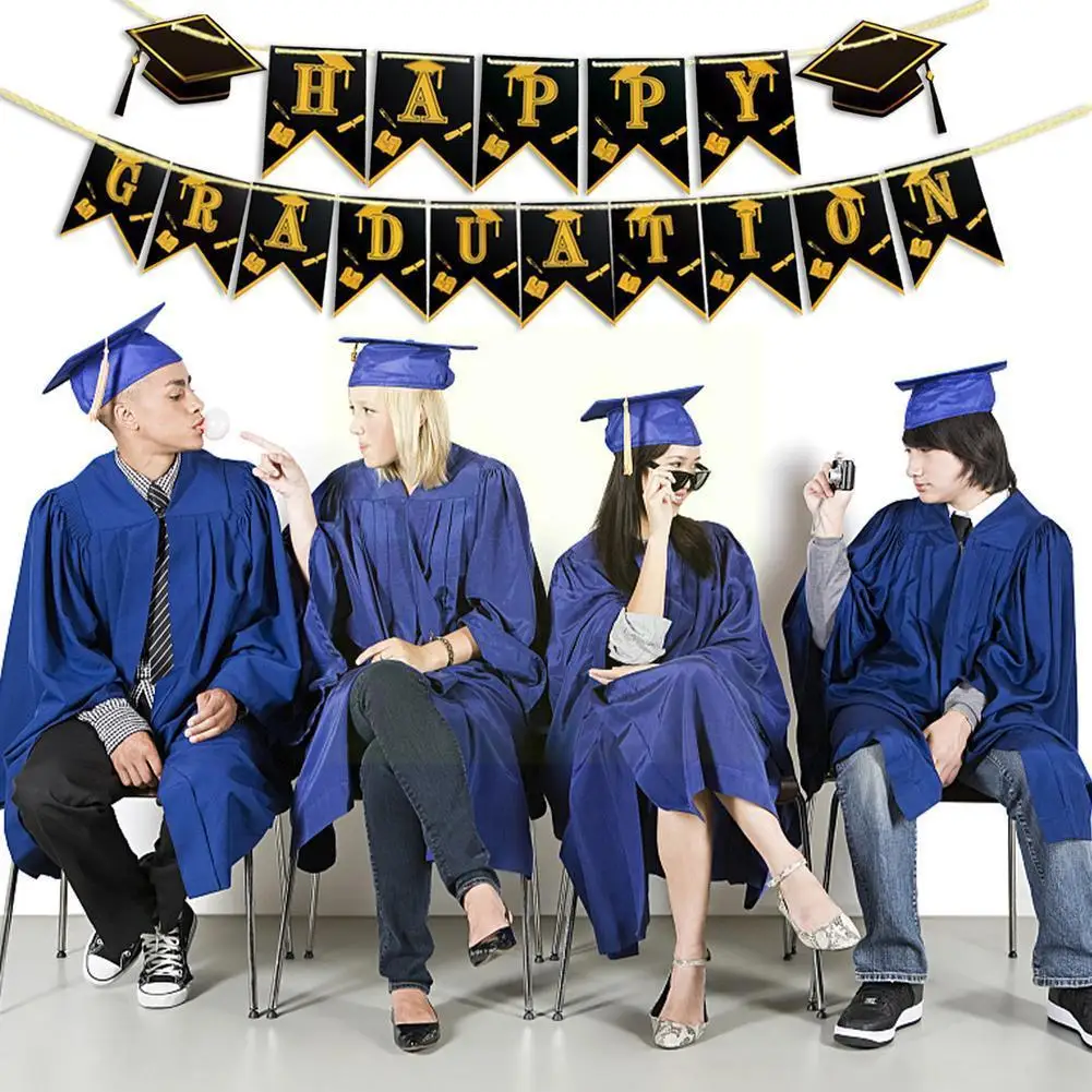 

Graduation Party Flag Banners Gold Paper Letter Flags Bunting Paper Decoration Supplies Congratulations Grad U5X0