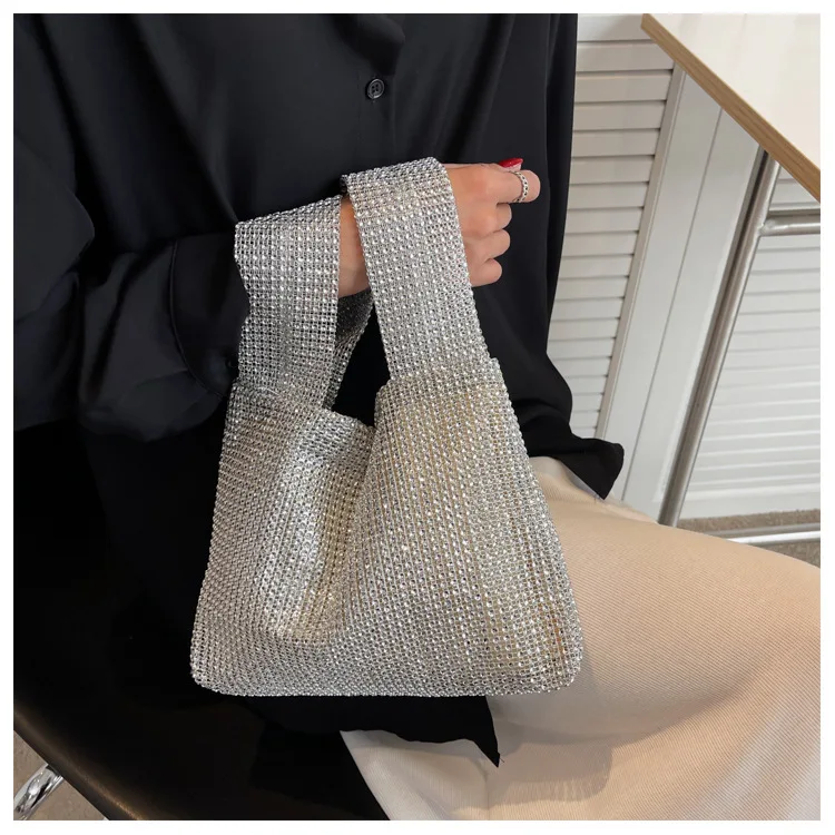 

Luxury Designer Purses and Handbags Evening Bags for Women Rhinestone Clutch Purse Ladies Hand Bags Silver Crystal Totes Bag