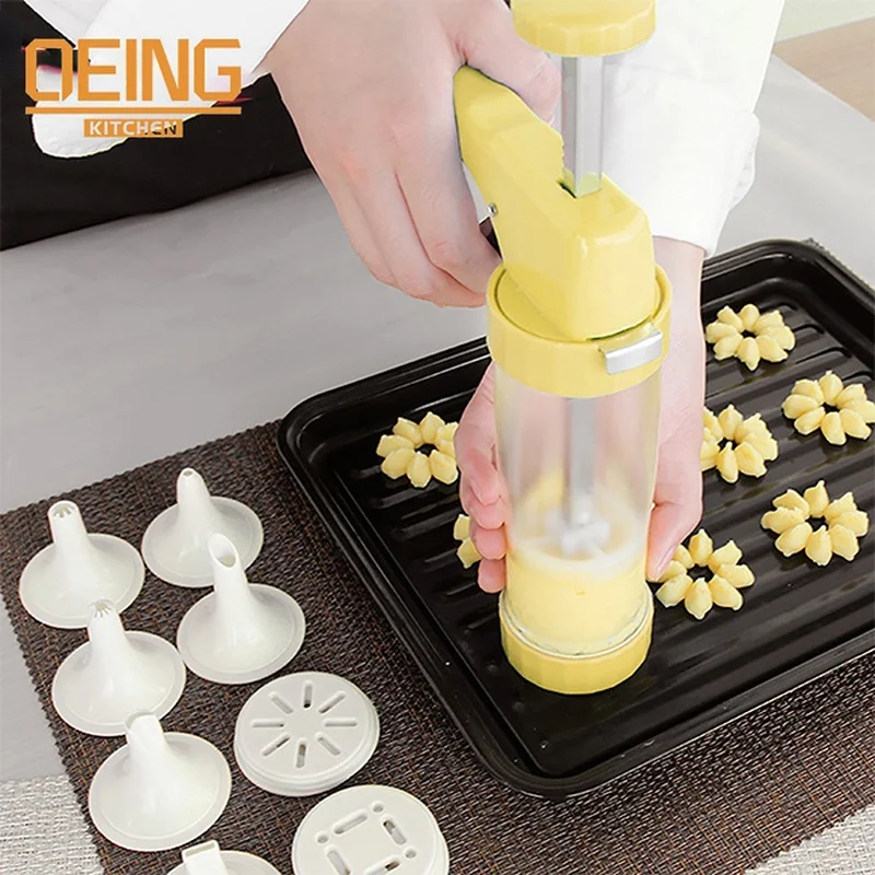 

Cookie Press Icing Kit Cookie Cutter Mold Gun DIY Pastry Syringe Extruder Nozzles Piping Cream Biscuit Maker Cake Tools
