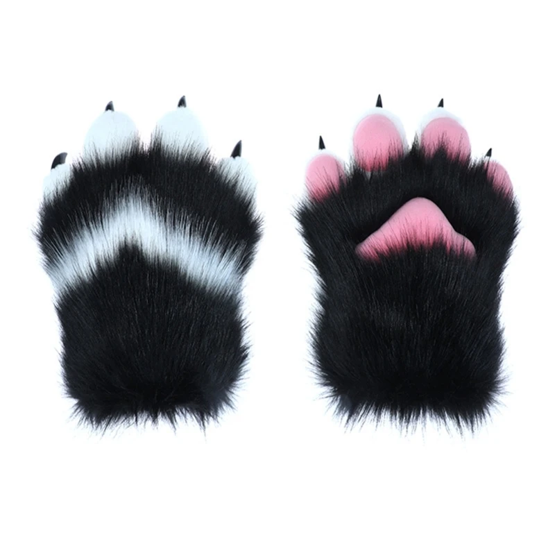 

Winter Warm Plush Gloves Costume Gloves Animal Paw Hairy Hands Gloves
