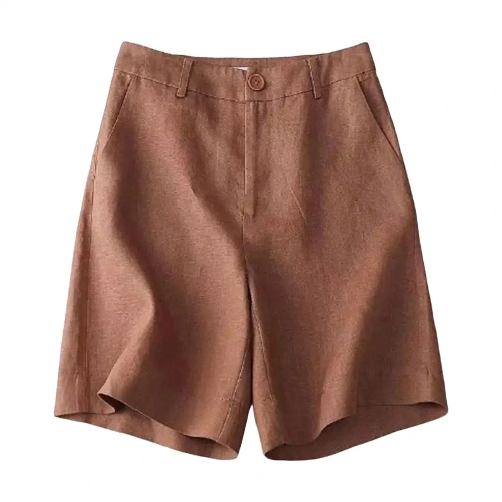 

Casual Shorts Women Summer 2022 Booty Green Linen Wide Leg Shorts Harajuku Button Pocket High Waist Female Shorts