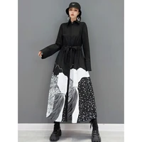 maxi dress spring autumn womens clothing cotton long sleeve oversized shirt dress korean plus size grace fashion loose waist