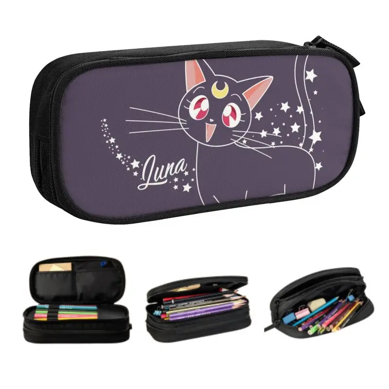 Пеналы Luna с котом из мультфильма для девочек и мальчиков большой контейнер