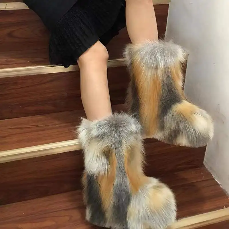 

Осенне-зимние новые теплые меховые сапоги из лисьего меха