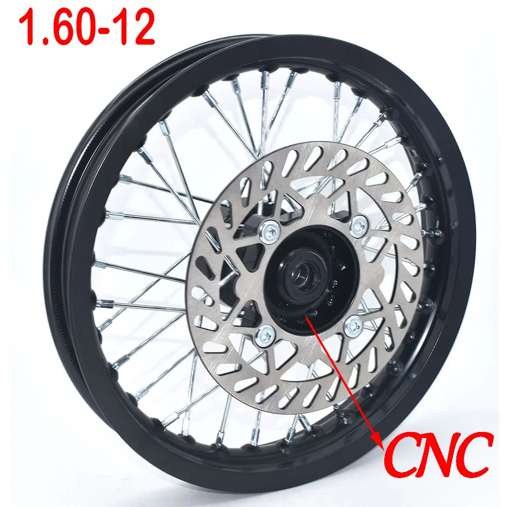 

Front 1.60x12 inch 1.60-12" Rims Aluminum Alloy Wheel Rims CNC Hub with Disc Brake for XR50 70 CRF50 Apollo SDG 50cc 110 125cc