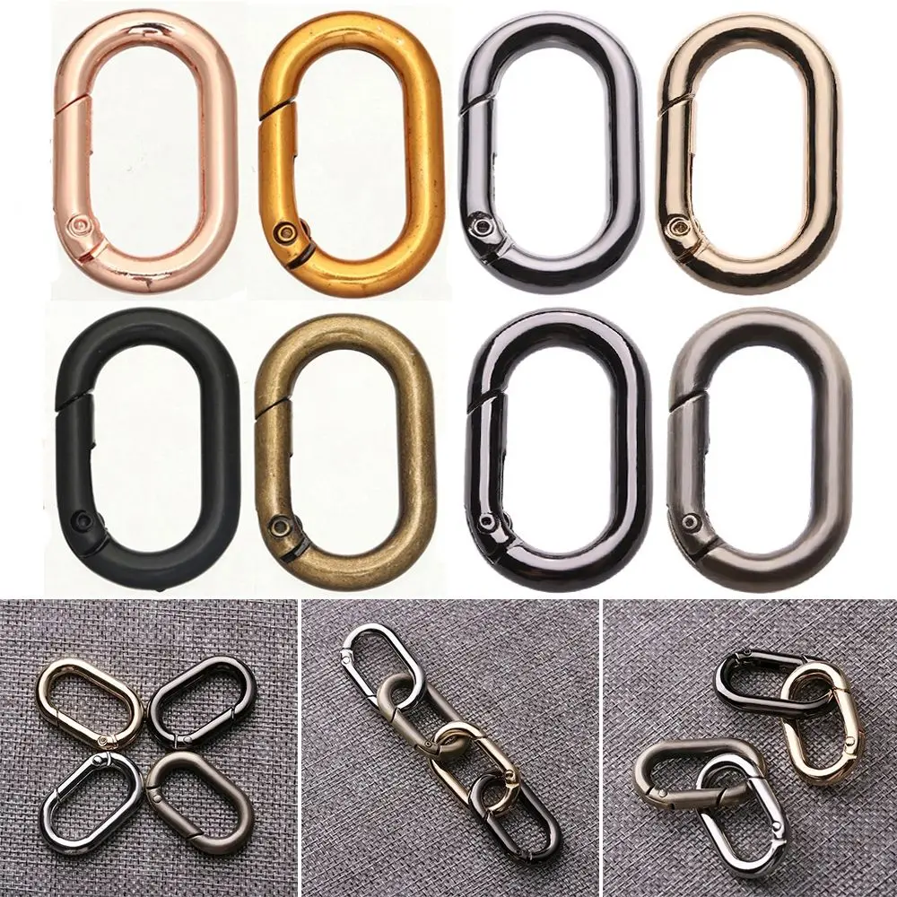 

Zinc Alloy Plated Snap Bottle Hooks Camping Hiking Handbags Clips Bag Belt Buckles Spring Oval Rings Outdoor Carabiner