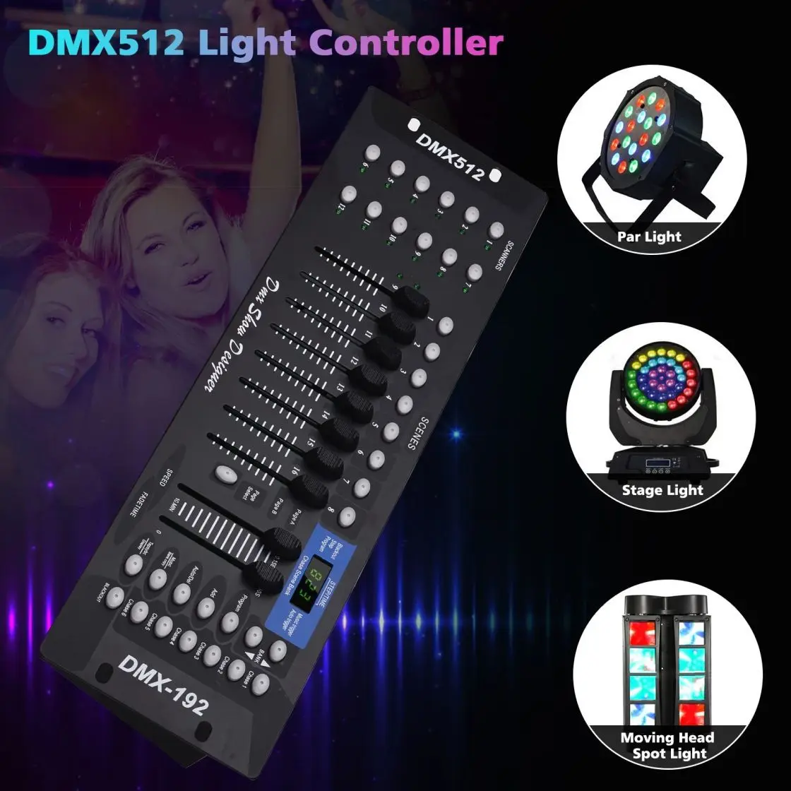 

Контроллер DMX 192 высокого качества, консоль оператора диско 512, вращающаяся головка, профессиональное шоу, освещение, оборудование для диджея