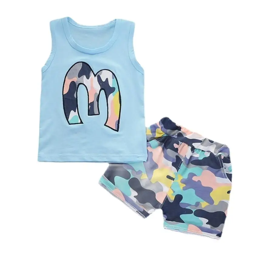 

Kids Vest + Shorts 2 Piece Set Summer Cotton Print Boys Clothing Sets Kawaii Toddler Girl Outfit for Children Suit
