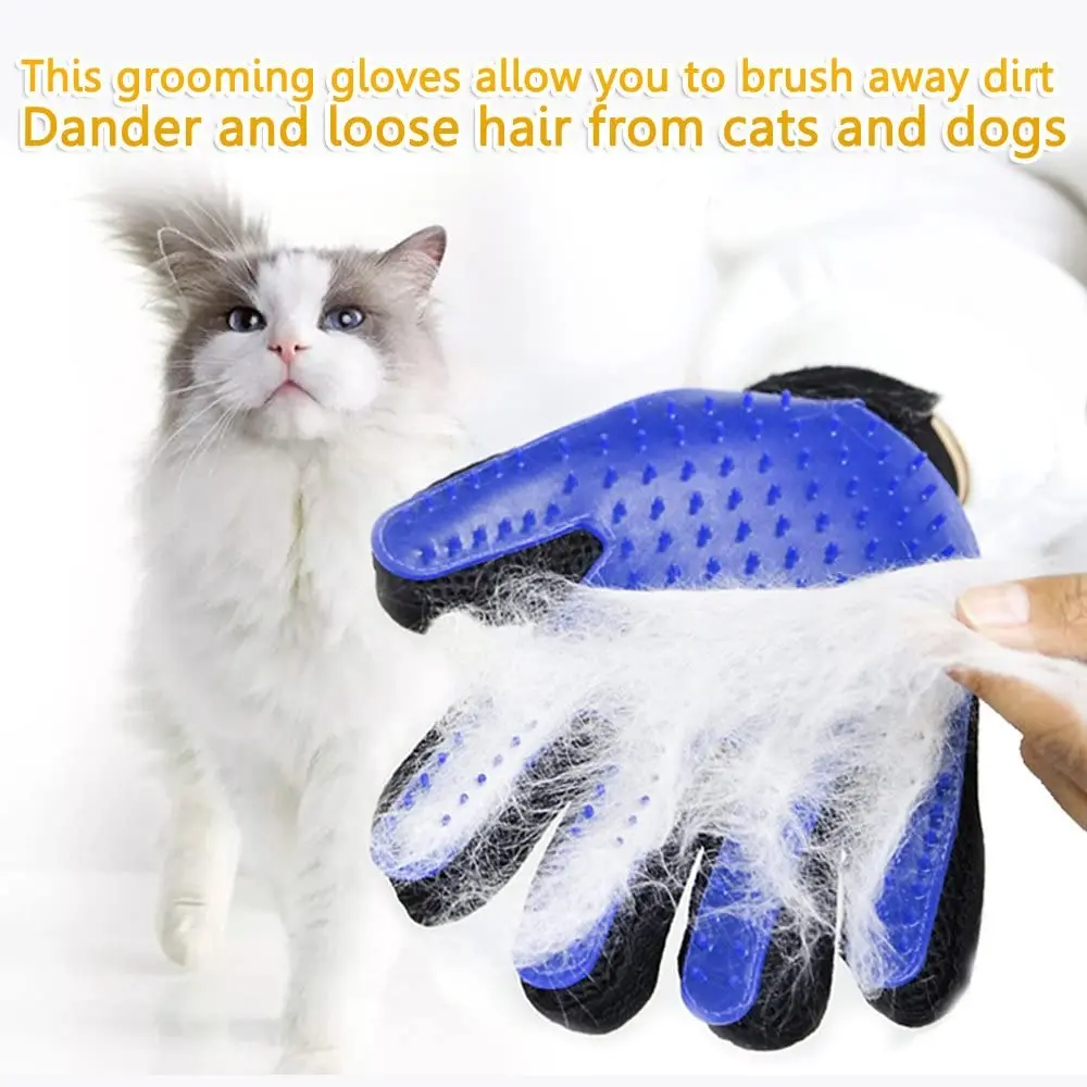 

Pet Grooming Glove Soft Pet Hair Remover Gentle Deshedding Brush Glove Deshedding Tool for Cats Dogs Hair Remover Mitt Artifact