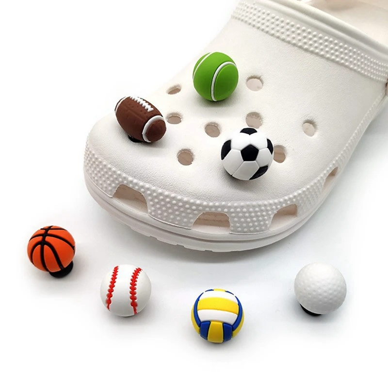 7PCS Mini 3D Ball Hole Shoe Charms DIY Matching Shoe Decoration Replacement Golf Tennis Softball Fit Clogs Sandals Shoe