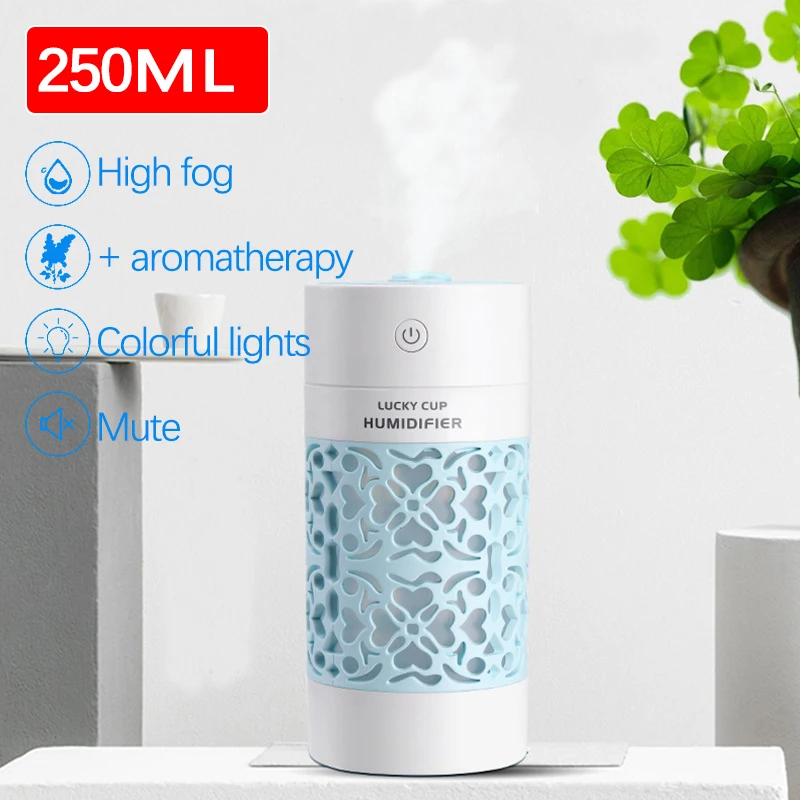

New 250ml Air Humidifier with USB Fan Essential Oil Aroma Diffuser Cooling Sprayer for Home Office