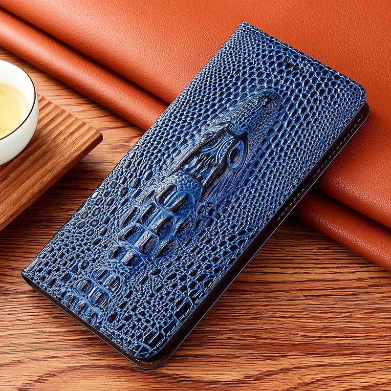 

Crocodile Genuine Leather Magnetic Flip Phone Case For Nokia 5.1 5.3 5.4 6.1 6.2 7.1 7.2 8.1 8.3 Plus Wallet Cover