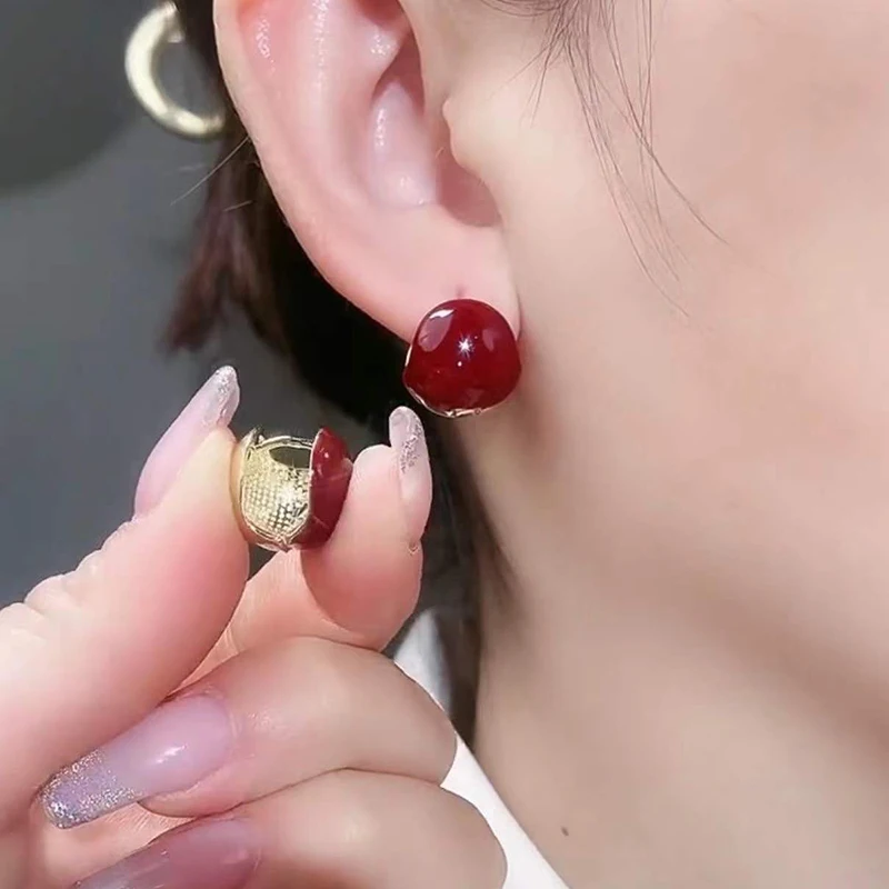 Новинка 2023 серьги-гвоздики TikTok Net Red Lovesick Bean двусторонние серьги в стиле ретро с