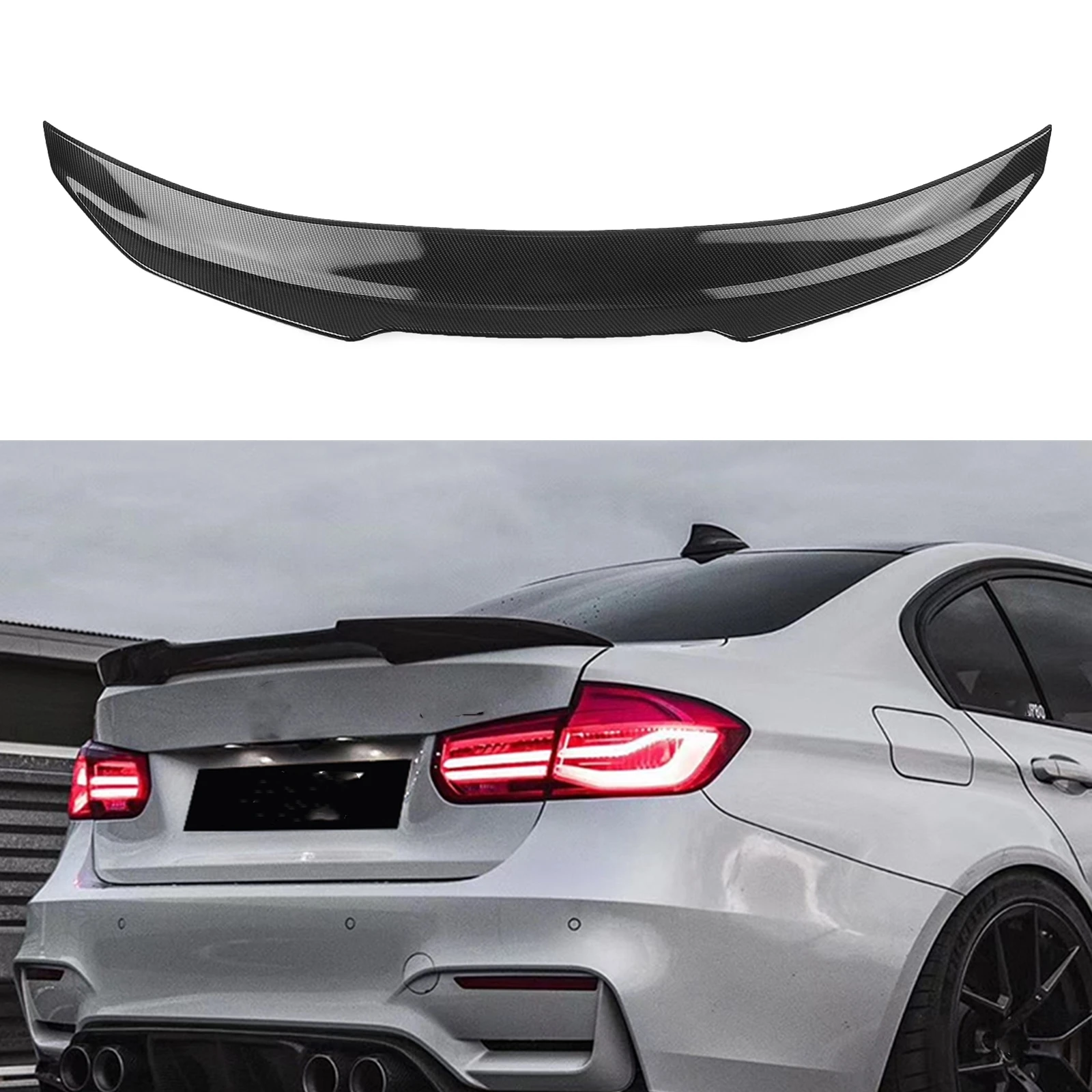 Car Rear Spoiler Wing Trunk Lid Splitter Trim Lip Tailgate Flap Duckbill Lid For BMW F30 M3 3 Series 2012-2021 PSM Style