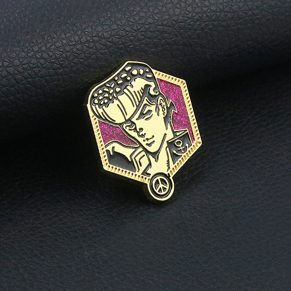 Anime JoJos Bizarre Adventure Metal Pins Brooches Kujo Jotaro Higashikata Josuke Figure Enamel Badge Custom Pin Backpack Jewelry images - 4
