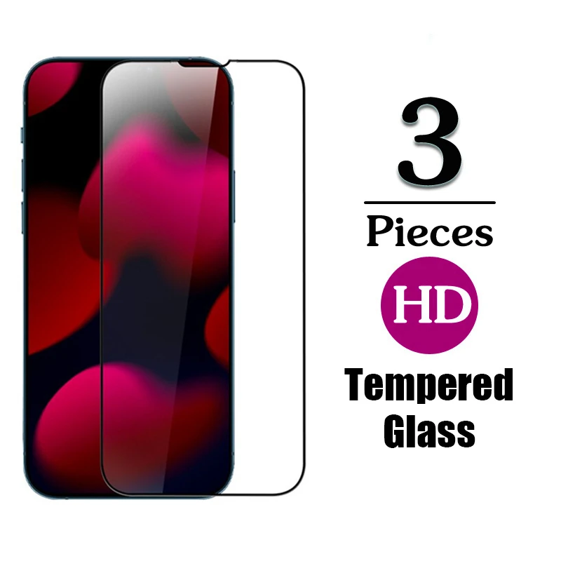 3PCS For iPhone 13 Mini Pro Max Screen Protector Front Tempered Glass Film on XR iP 8 7 Plus Full Cover iP13 | Мобильные телефоны и