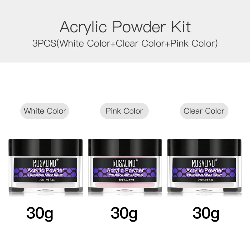 

ROSALIND Acrylic Powder Nail Dipping Flower Carve Crystal Powder Nail Extension Builder Manicure Acrylic Powder Liquid Tool Set