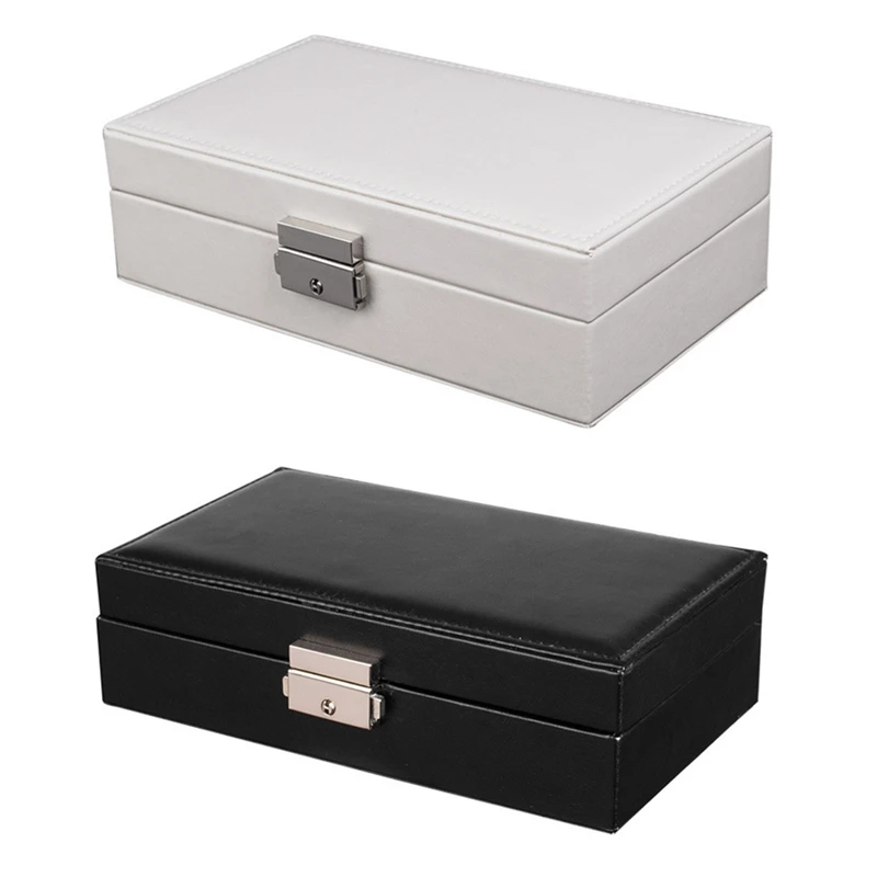 

Jewelry Box For Women Girls, PU Leather Organizer Holder Boxes With Lock For Rings Earrings Necklaces Bracelets