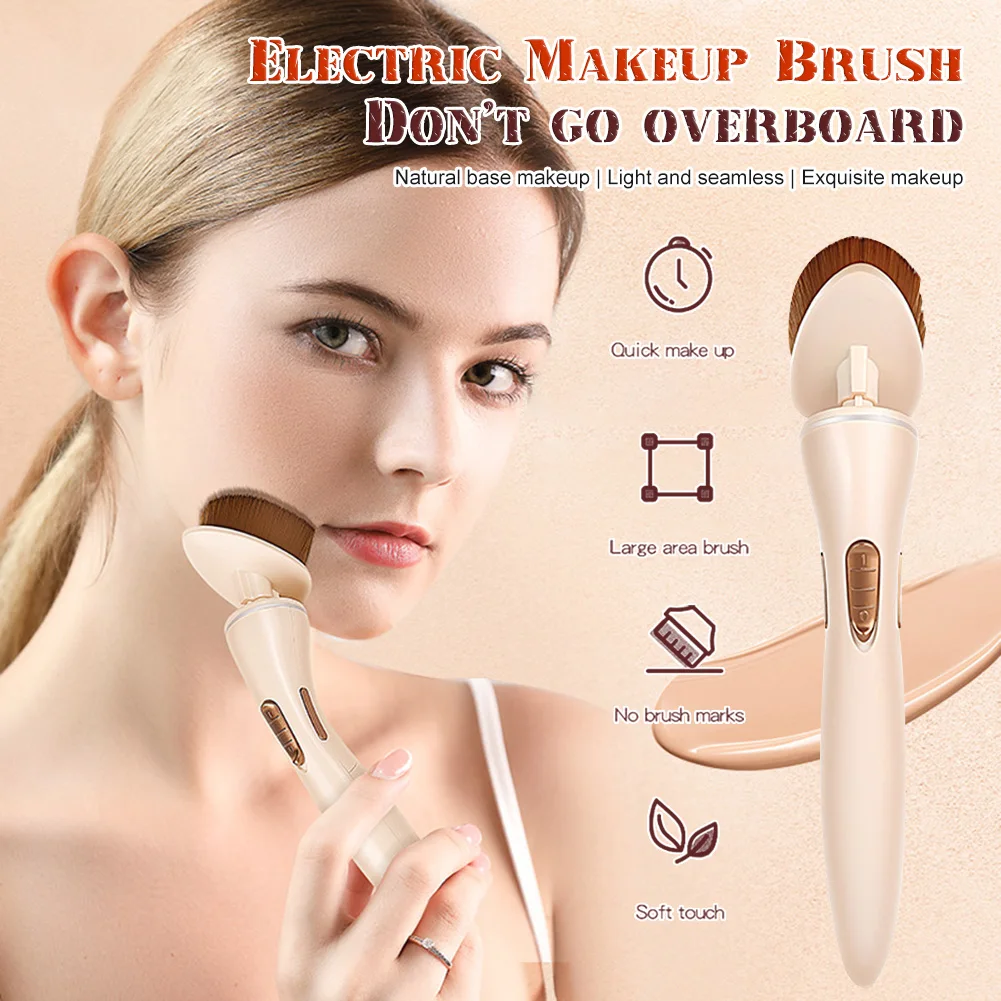 

Electric Makeup Brush Rechargeable Flawless Foundation Powder Blending Blush Brush Soft Bristles Cosmetics Brush Makeup Tools