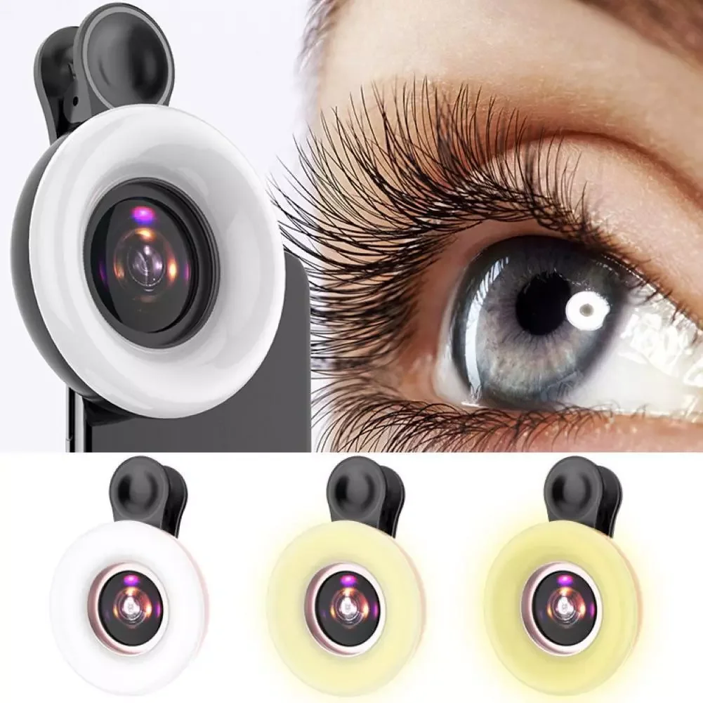 

Macro Fill Light Rechargeable Clip 15X LED Photography Selfie Phone Macro Lens Fill Light Mobile Phone Accessories 2021