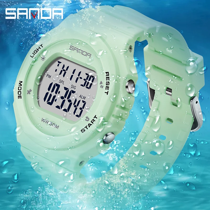 Fashion Brand Sports Women Watches LED Electronic Digital Waterproof Ladies Clock Female Wristwatch relogio feminino SANDA 6069 enlarge