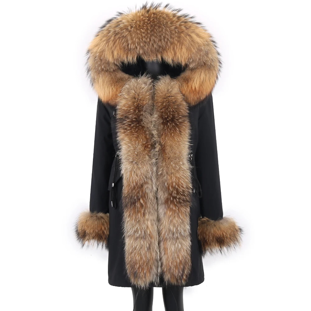 2022 Women's jacket Natural Real Fox fur Jacket Hooded black Woman parkas Winter warm Coat Parkas