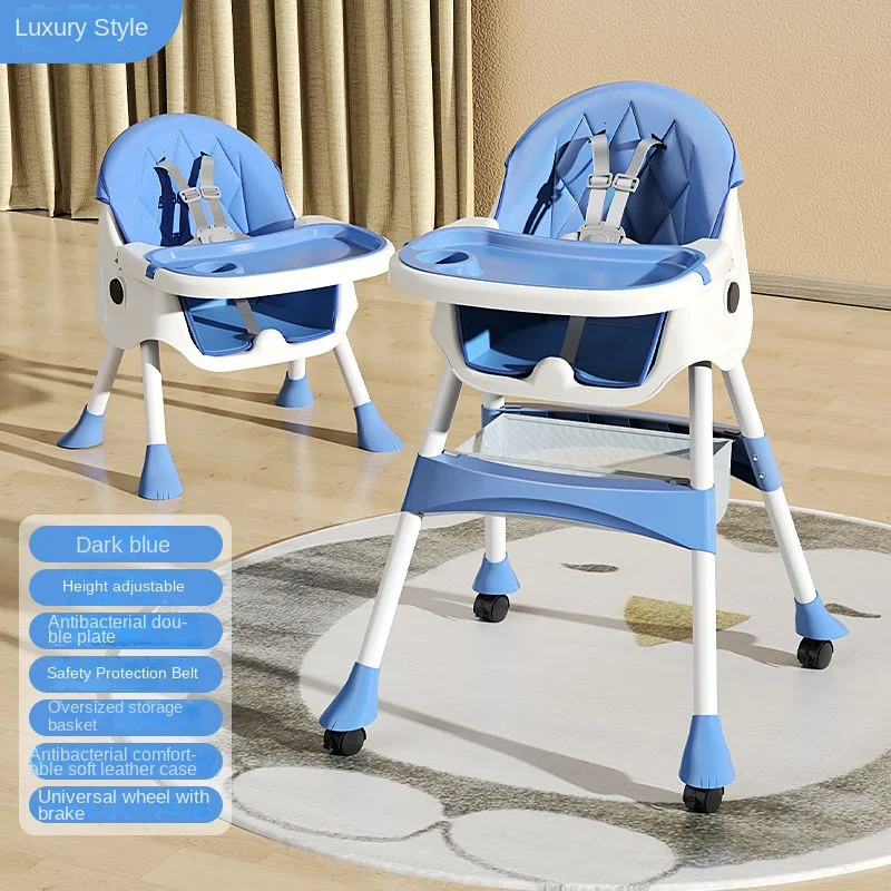 0-6Years Baby High Chair Kid Highchair Feeding Dining Chair Double Tables Multi-function Height-adjust Portable With Storage Bag