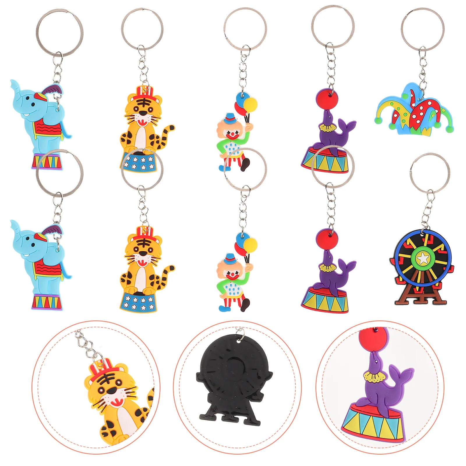 

10 Pcs Car Accessories Circus Keychain Pendants Bag Crafts Decorate Kawaii Keyring
