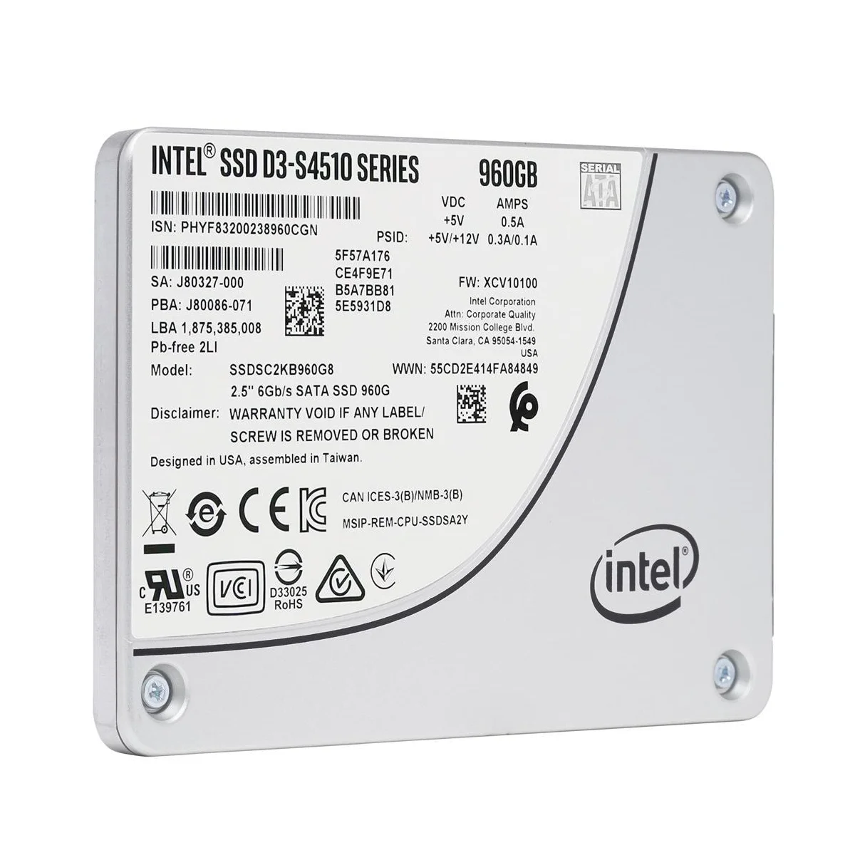 

NEW Intel SSD D3-S4510 960GB 2.5inch SATA 6Gb/s 3D2 TLC SSDSC2KB960G801 Server Enterprise 960G Solid State Drive Hard Disk
