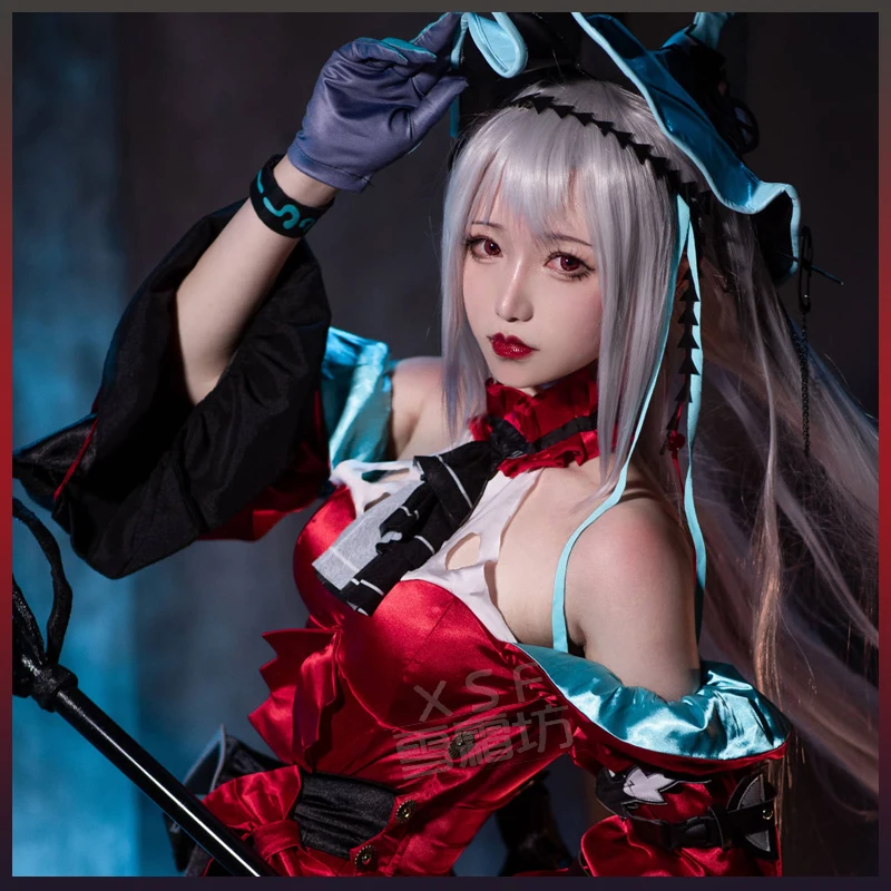 

Anime Game Arknights Skadi the Corrupting Heart Dress SP Second Anniversary Full Set Royal Sister Cosplay Wig