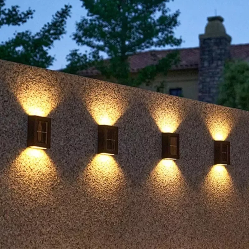 

2022New LED Solar Wall Lamp Outdoor Waterproof Up and Down Luminous Lighting Garden Decor LED Solar Exterior Lights Stairs Fence