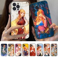 bandai one piece nami phone case for iphone 13 11 8 7 6 6s plus x xs max 5 5s se 2020 xr 11 pro capa