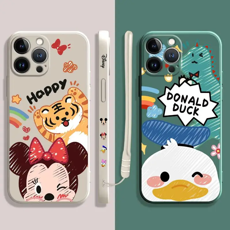 

Disney Minnie Mouse Donald Duck Graffiti Liquid Case For Apple iPhone 14 13 12 11 Pro Max 13 12 Mini XS XR X 7 8 6 6S 5 5S Plus